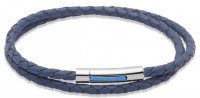 Unique - Leather - Stainless Steel - Bracelet, Size 19cm B171BLUE-19CM