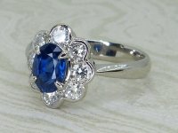 Antique Guest and Philips - Sapphire Set, Platinum - Cluster Ring R5970