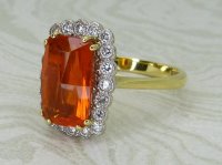 Antique Guest and Philips - Fire opal Set, Yellow Gold - White Gold - Cluster Ring R5972