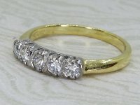 Antique Guest and Philips - Diamond Set, Yellow Gold - White Gold - Five Stone Ring R5974