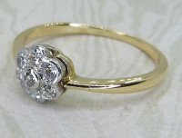 Antique Guest and Philips - Diamond Set, Yellow Gold - White Gold - Seven Stone Cluster Ring R5979
