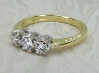 Antique Guest and Philips - Diamond Set, Yellow Gold - White Gold - Three Stone Ring R5984
