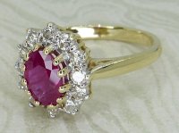 Antique Guest and Philips - Ruby Set, Yellow Gold - White Gold - Cluster Ring R5998