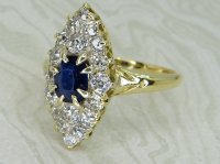 Antique Guest and Philips - Sapphire Set, Yellow Gold - Marquise Shape Cluster Ring R5999
