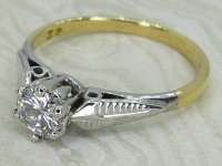 Antique Guest and Philips - Diamond Set, Yellow Gold - Platinum - Single Stone Ring R6000