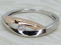 Antique Guest and Philips - Diamond Set, White Gold - Rose Gold - Single Stone Ring R6002