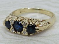 Antique Guest and Philips - Sapphire Set, Yellow Gold - Seven Stone Ring R6003