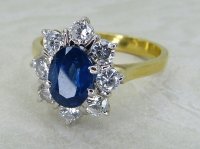 Antique Guest and Philips - Sapphire Set, Yellow Gold - White Gold - Cluster Ring R6018