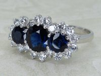 Antique Guest and Philips - Sapphire Set, White Gold - Triple Cluster Ring R6019