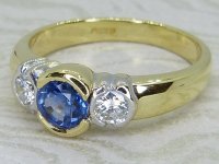 Antique Guest and Philips - Sapphire Set, Yellow Gold - White Gold - Three Stone Ring R6023