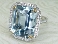 Antique Guest and Philips - Aquamarine Set, Platinum - Cluster Ring R6035