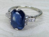 Antique Guest and Philips - Sapphire Set, White Gold - Platinum - Single Stone Ring R6038