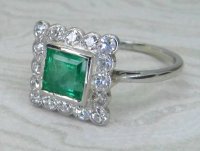 Antique Guest and Philips - Emerald Set, Platinum - Cluster Ring R6040