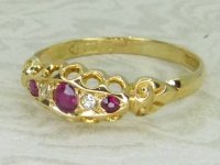Antique Guest and Philips - Ruby Set, Yellow Gold - Five Stone Ring R6044