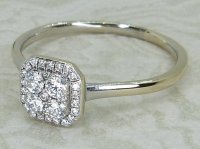Antique Guest and Philips - Diamond Set, White Gold - Rectangular Cluster Ring R6045