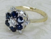 Antique Guest and Philips - Sapphire Set, Yellow Gold - Cluster Ring R6051