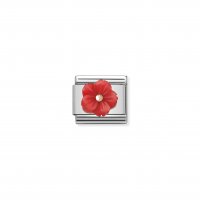 Nomination - Stainless Steel/Tungsten Flower of Red Stone Charm