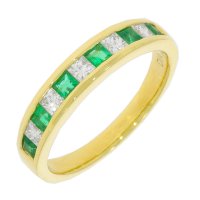 Guest and Philips - Yellow Gold - Diamond and Emerald Half Eternity Ring - 18RIDG87147