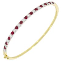 Guest and Philips - Diamond and Ruby Yellow Gold and White Gold Claw Set Bangle - 09BADG87163
