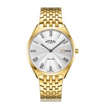 Rotary - Ultra Slim, Stainless Steel - Yellow Gold Plated - Quartz Watch, Size 38mm GB08013-01
