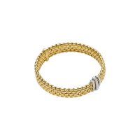 Fope - Panorama, Diamonds 0.23ct Set, Yellow Gold - White Gold - 18ct Bracelet, Size L - 587BPAVEL