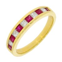 Guest and Philips - Diamond Set, Yellow Gold - 18ct 35pt 5st D & 6st Ruby HET Ring 18RIDG87148