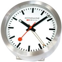 Mondaine - Mini Clock, Stainless Steel/Tungsten Clock