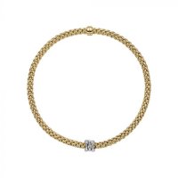 Fope - Prima, D 0.12ct Set, Yellow Gold - 18ct Bracelet, Size 175mm 743BBBRM