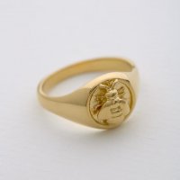 Alex Monroe - Honey Bee, Sterling Silver - Yellow Gold Plated - Signet Ring, Size M MGR40-GP-UKM