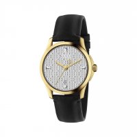 Gucci - Timeless, Stainless Steel - Yellow Gold Plated - Leather Watch, Size 38mm