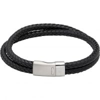 Unique - Leather , Stainless Steel - Magnetic Clasp Bracelet, Size 21cm B483BL-21CM