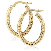 Guest and Philips - Yellow Gold 9ct Twisted Hoop Earrings ER846