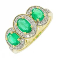 Guest and Philips - 9CT, Diamond 26pt and Emerald Set, Yellow Gold - Ring, Size N 1/2 85874
