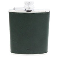 Guest and Philips - Hip Flask, Stainless Steel - Leather - Size 6oz MW1104MT-GREEN