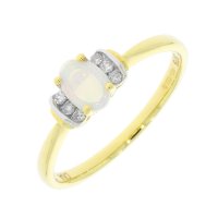 Guest and Philips - D 5pt 6st Opal Set, Yellow Gold - White Gold - 9ct Ring, Size 6x4mm 09RIDG85922