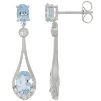 Guest and Philips - D 20pt 12st 4st Aqua Set, White Gold - 9ct Drop Earrings, Size 7x5mm 09EADG87423