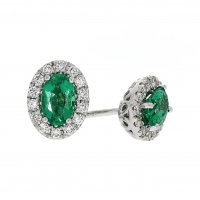 Guest and Philips - Emerald 0.94ct Diamond 0.27ct Set, White Gold - 18ct Earrings 49748G3