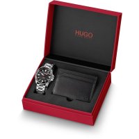 Hugo - Gift Set, Stainless Steel - Leather - Quartz Watch + Wallet, Size 43mm 1530232-1560033