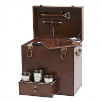 Life of Riley - Leather Drinks Box with Cups DRKBX1035T