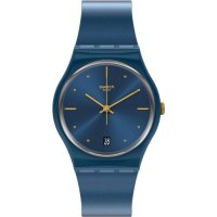 Swatch - PearlyBlue, Plastic/Silicone - Quartz Watch, Size 34mm GN417