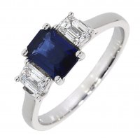 Guest and Philips - Sapphire and Diamond Set, Platinum - 3 Stone Ring, Size N 22674G1