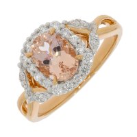 Guest and Philips - 34pt Dia/Morg Set, Rose Gold - White Gold - 18ct Diamond and Morganite Oval Ring 18RIDG87837