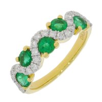 Guest and Philips - Emerald Set, Yellow Gold - White Gold - 18ct Em 5st D 34pt 23st Lazy River Ring 18RIDG87762