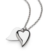 Kit Heath - Desire Love Duet , Rhodium Plated - Sterling Silver - Large Heart Necklace, Size L 90508RP