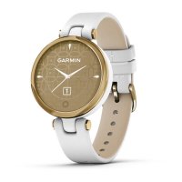 Garmin - Lily Classic, Yellow Gold Plated - Leather - Smartwatch, Size 34.5mm 010-02384-B3