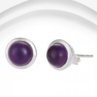 Banyan - Purple Amethyst Set, Silver Round Stud Earrings EA1229-00