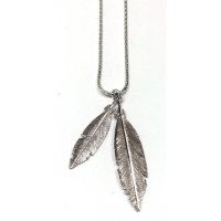 Virtue - Leaf, Sterling Silver 2 Silver Leaves Necklace