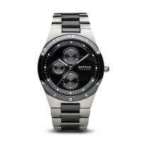 Bering - Men's, Ceramic Collection, Ceramic and Stainless Steel, Silver and Black, Multifunction Watch - 32339-742