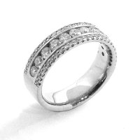 Half Eternity Ring, Three Rows of Diamonds Set in Palladium