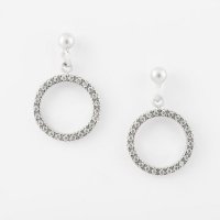 Virtue - Cubic Zirconia Set, Sterling Silver Drop Earrings, Size 15mm